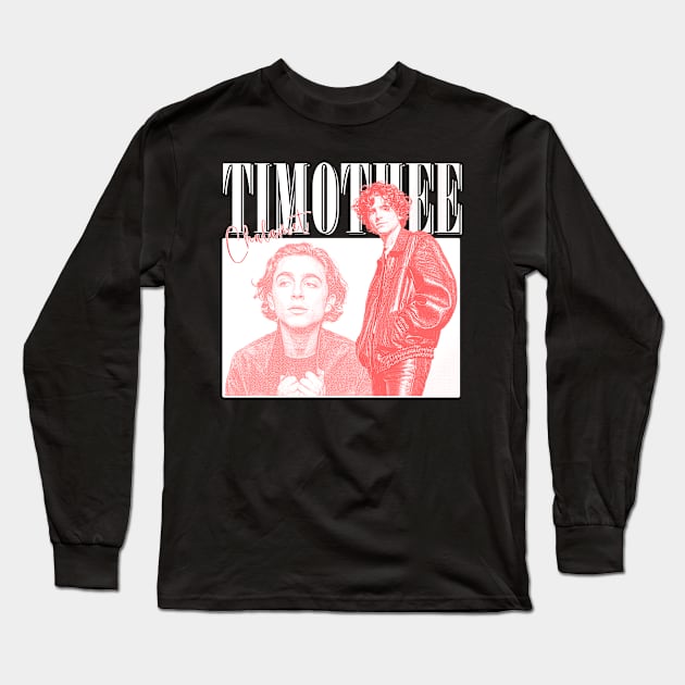 Timothee Chalamet Long Sleeve T-Shirt by Fewclipclop